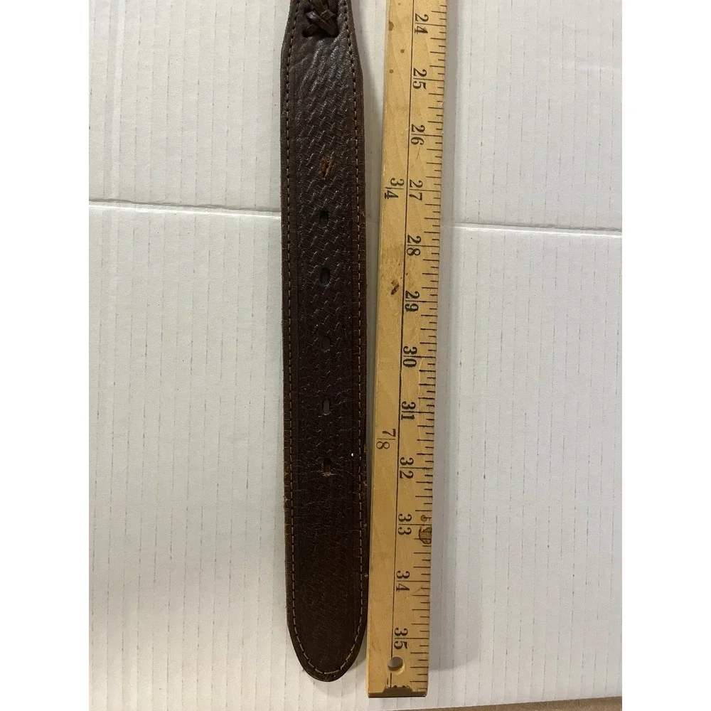 Unbranded Leather‎ Belt Mens 32 Brown Vintage Western Concho Braided Scalloped